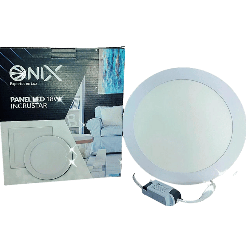 Panel LED onix redondo 18W 8" incrustar luz calida